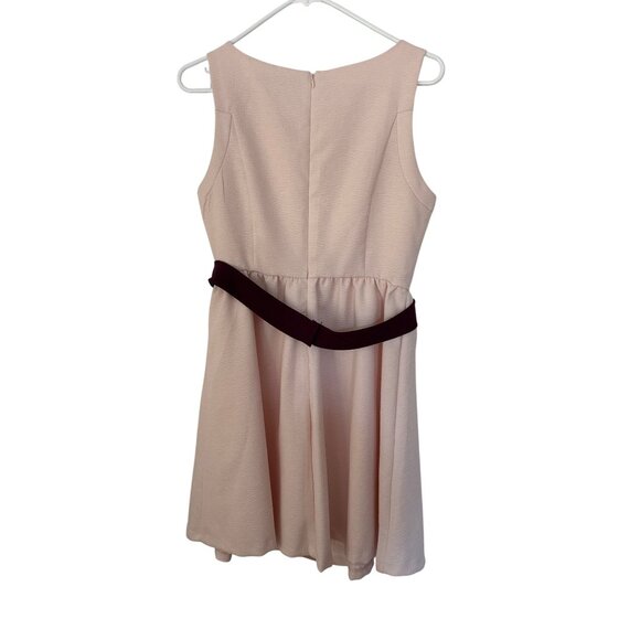 Lauren Conrad Size 6 Vintage Blush Pink Sleeveless A-Line Dress W/ Plum Belt - Picture 2 of 10